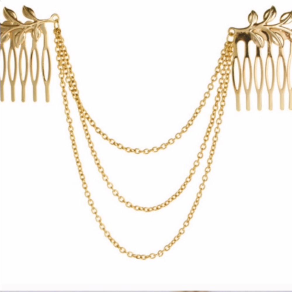 Leaves 🍁 Chains Hair Combs Gold - Picture 4 of 6